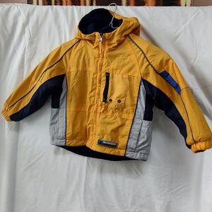 Yellow and Navy Kids Puffer Jacket by